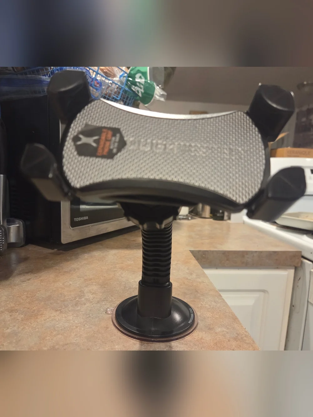 Roughneck Expandable Phone Grip Car/Desk Mount - Silver & Black